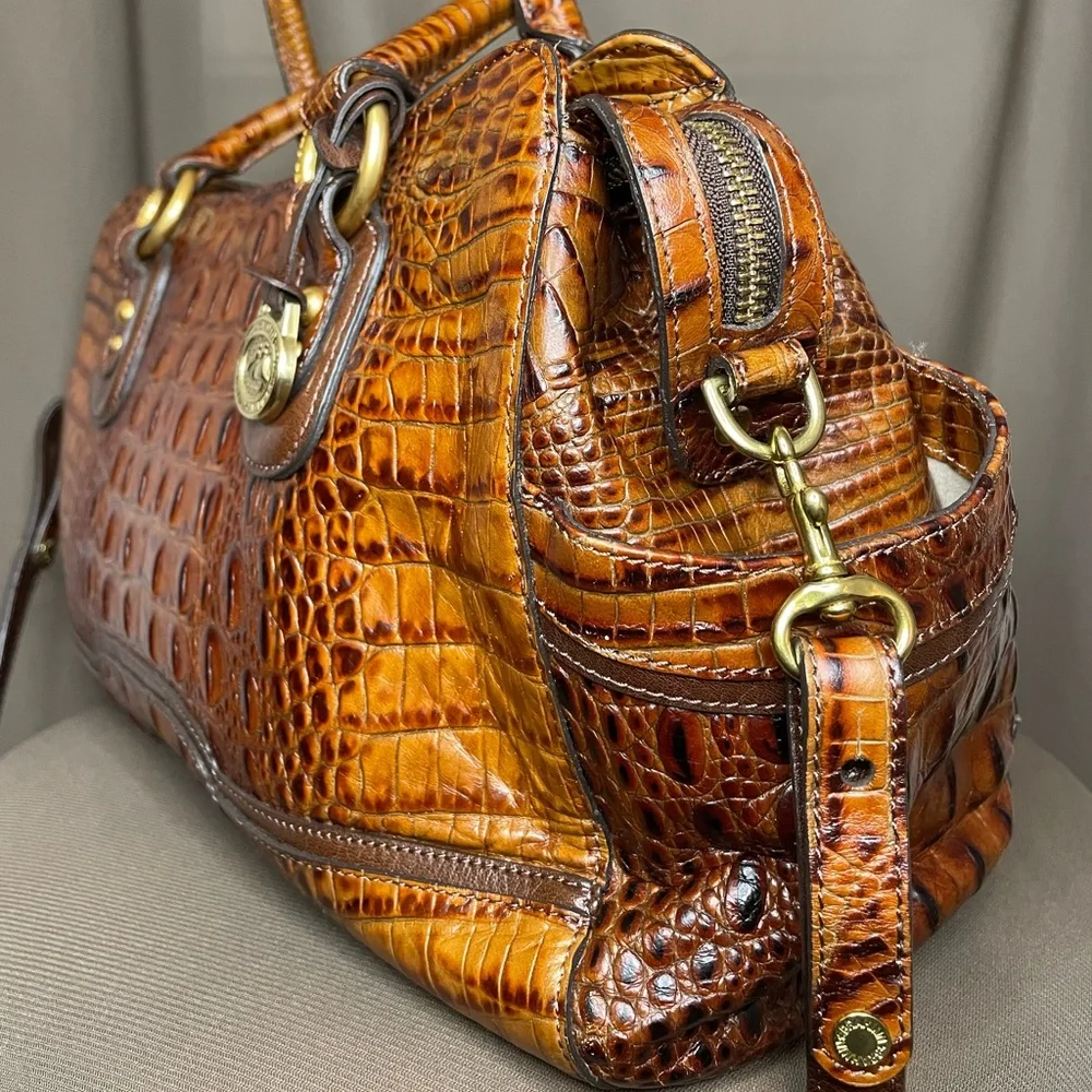 👜 Brahmin Genevieve Brunello Anywhere Convertible Satchel | Melbourne Croc | Eve - Picture 3 of 5